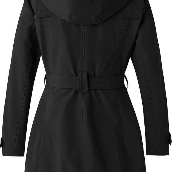 Women's Plus Size Trench Coat Double-Breasted Waterproof Lapel Overcoat Stylish - Picture 2 of 6